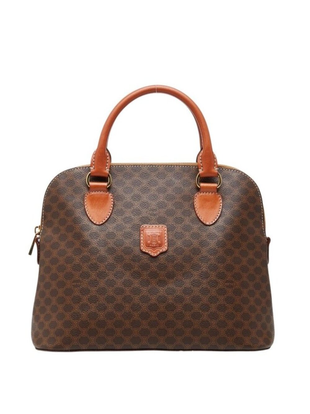 Celine Macadam Handbag Brown Leather